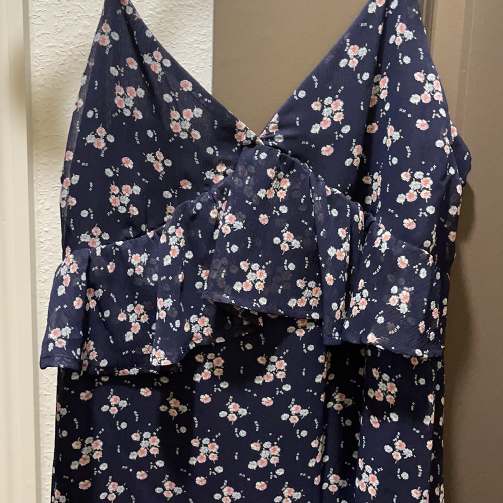 Peach love California navy floral dress